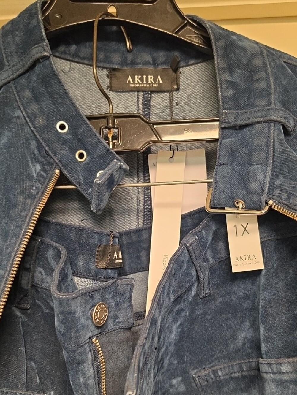 AKIRA Navy Blue VelvetTrench Coat And Matching Jeans - Picture 7 of 9